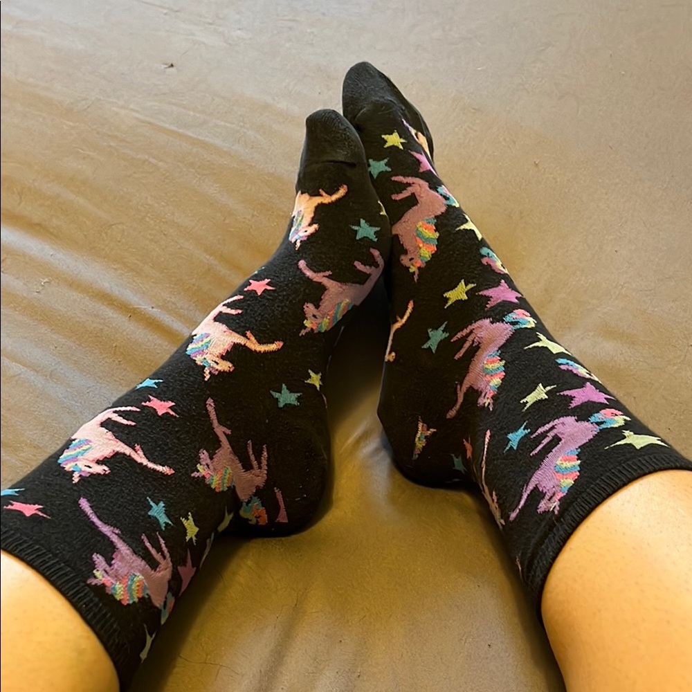 Colorful Star and Unicorn Patterned Socks